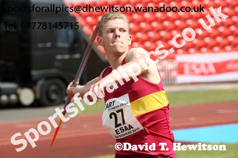 Inter boys javelin, 2015 English Schools Track and Field Champs., Gateshead Stadium. Photo: David T. Hewitson/Sports for All Pics